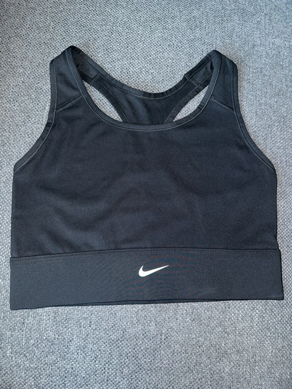 Nike Black Racerback Sports Bra with White Swoosh